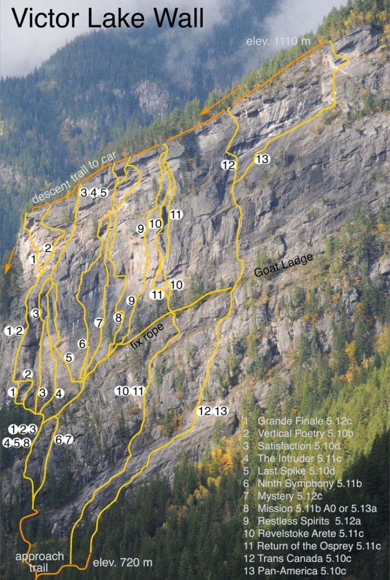 Victor Lake Wall: Crags & new routes, Revelstoke rock climbing